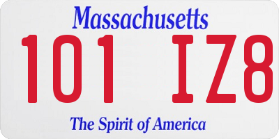 MA license plate 101IZ8