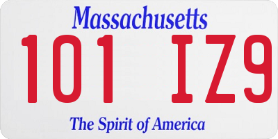 MA license plate 101IZ9