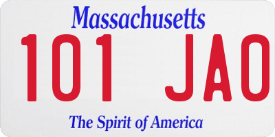 MA license plate 101JA0
