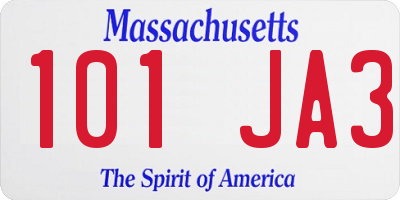 MA license plate 101JA3