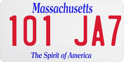 MA license plate 101JA7