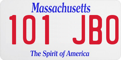 MA license plate 101JB0