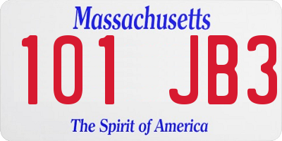 MA license plate 101JB3