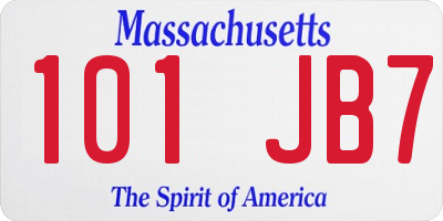 MA license plate 101JB7