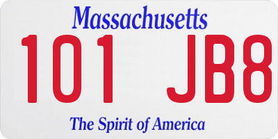 MA license plate 101JB8