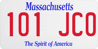 MA license plate 101JC0