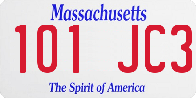 MA license plate 101JC3