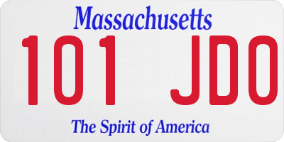 MA license plate 101JD0