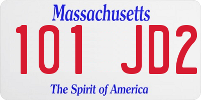 MA license plate 101JD2