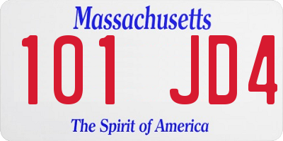 MA license plate 101JD4