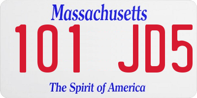 MA license plate 101JD5