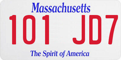 MA license plate 101JD7