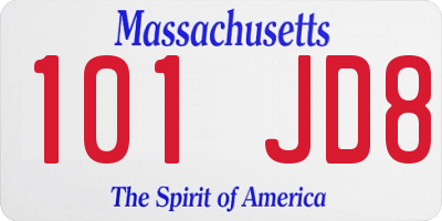 MA license plate 101JD8