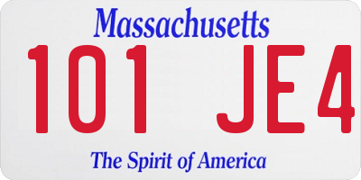 MA license plate 101JE4