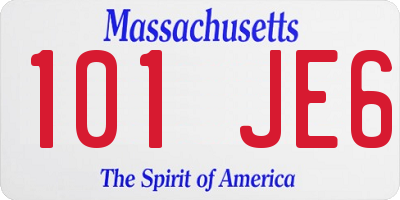 MA license plate 101JE6
