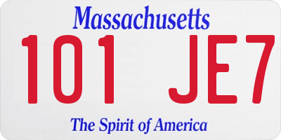 MA license plate 101JE7