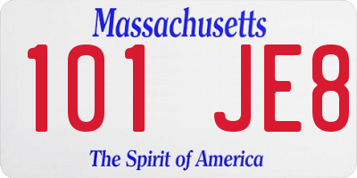 MA license plate 101JE8