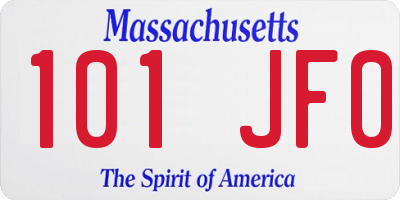 MA license plate 101JF0