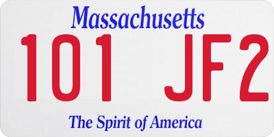 MA license plate 101JF2