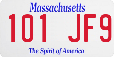 MA license plate 101JF9