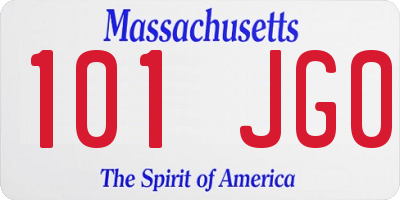 MA license plate 101JG0