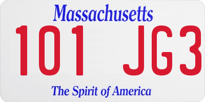 MA license plate 101JG3