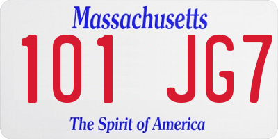 MA license plate 101JG7