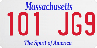 MA license plate 101JG9