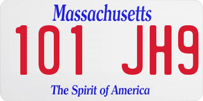 MA license plate 101JH9