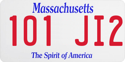 MA license plate 101JI2