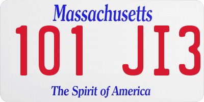 MA license plate 101JI3