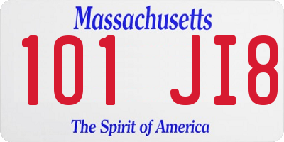 MA license plate 101JI8