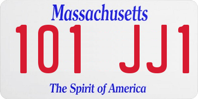 MA license plate 101JJ1