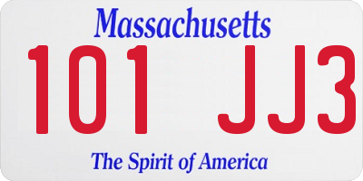 MA license plate 101JJ3