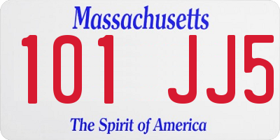 MA license plate 101JJ5