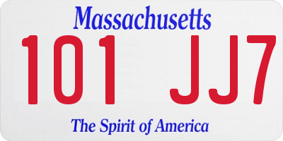 MA license plate 101JJ7