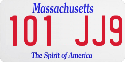 MA license plate 101JJ9