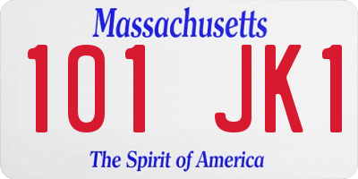 MA license plate 101JK1