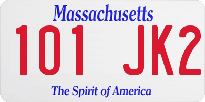 MA license plate 101JK2