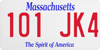 MA license plate 101JK4