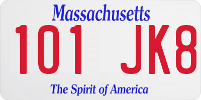 MA license plate 101JK8