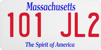 MA license plate 101JL2