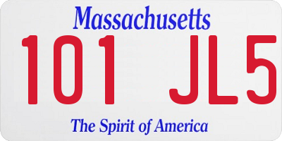 MA license plate 101JL5