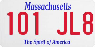 MA license plate 101JL8