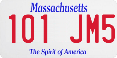 MA license plate 101JM5