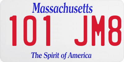 MA license plate 101JM8