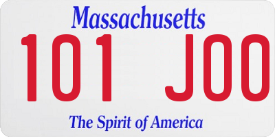 MA license plate 101JO0