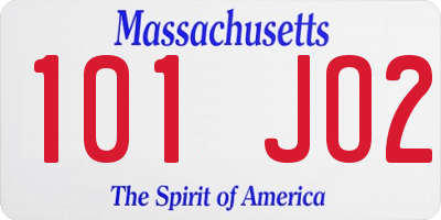 MA license plate 101JO2
