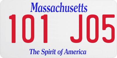 MA license plate 101JO5