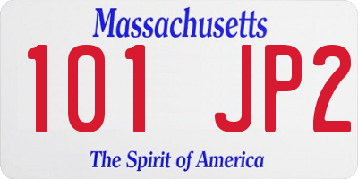 MA license plate 101JP2